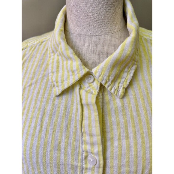 Time and Tru Women's Stripe Yellow White Sleeveless Summer Linen Blend Shirt 1X - Picture 7 of 10